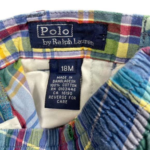 Polo Ralph Lauren Plaid 18 Month Zipper Pants Elastic Waist Pockets 100% Cotton - Picture 2 of 4